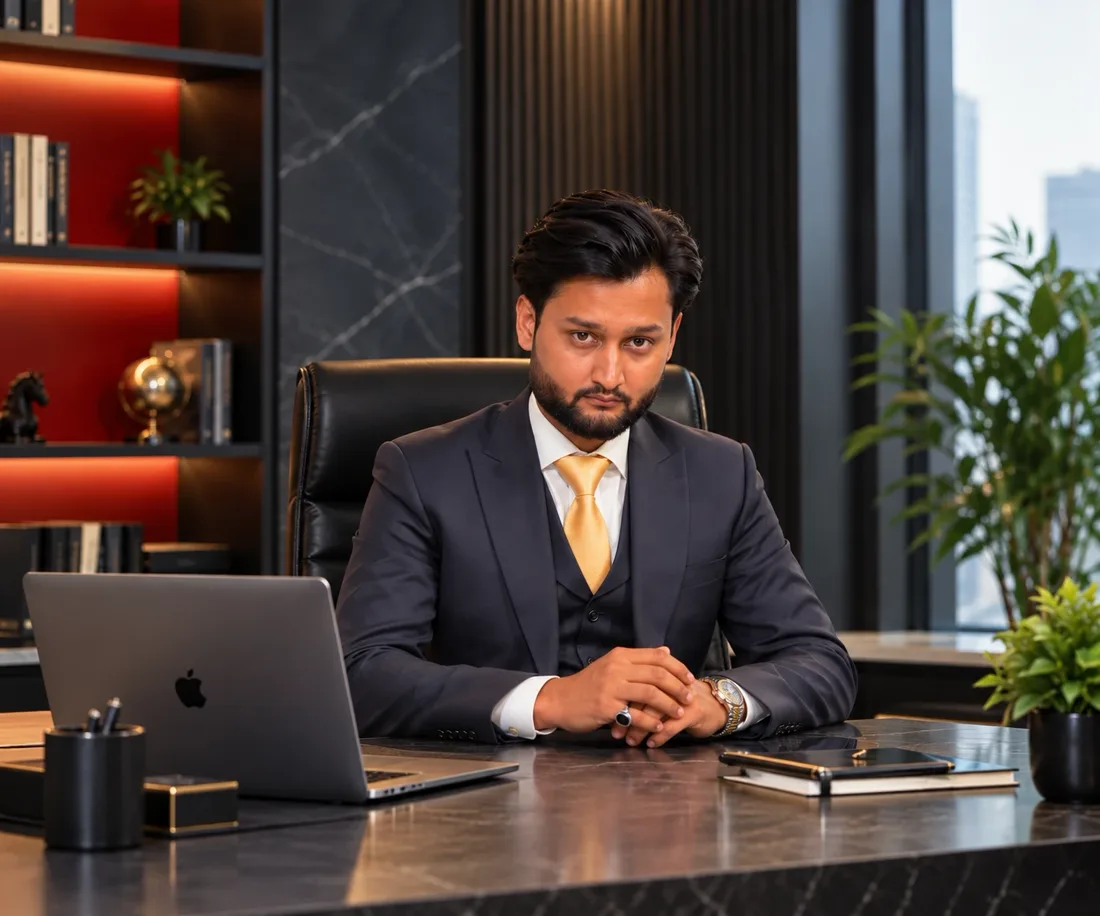 Syed Wahhab Abbas Rizvi, founder and director of KIE Services, at his desk