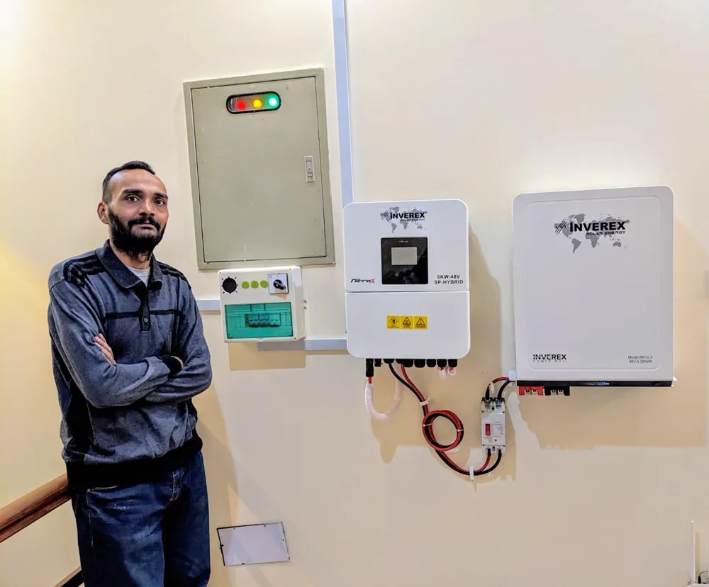 Neatly installed distribution box, inverter and protection devices